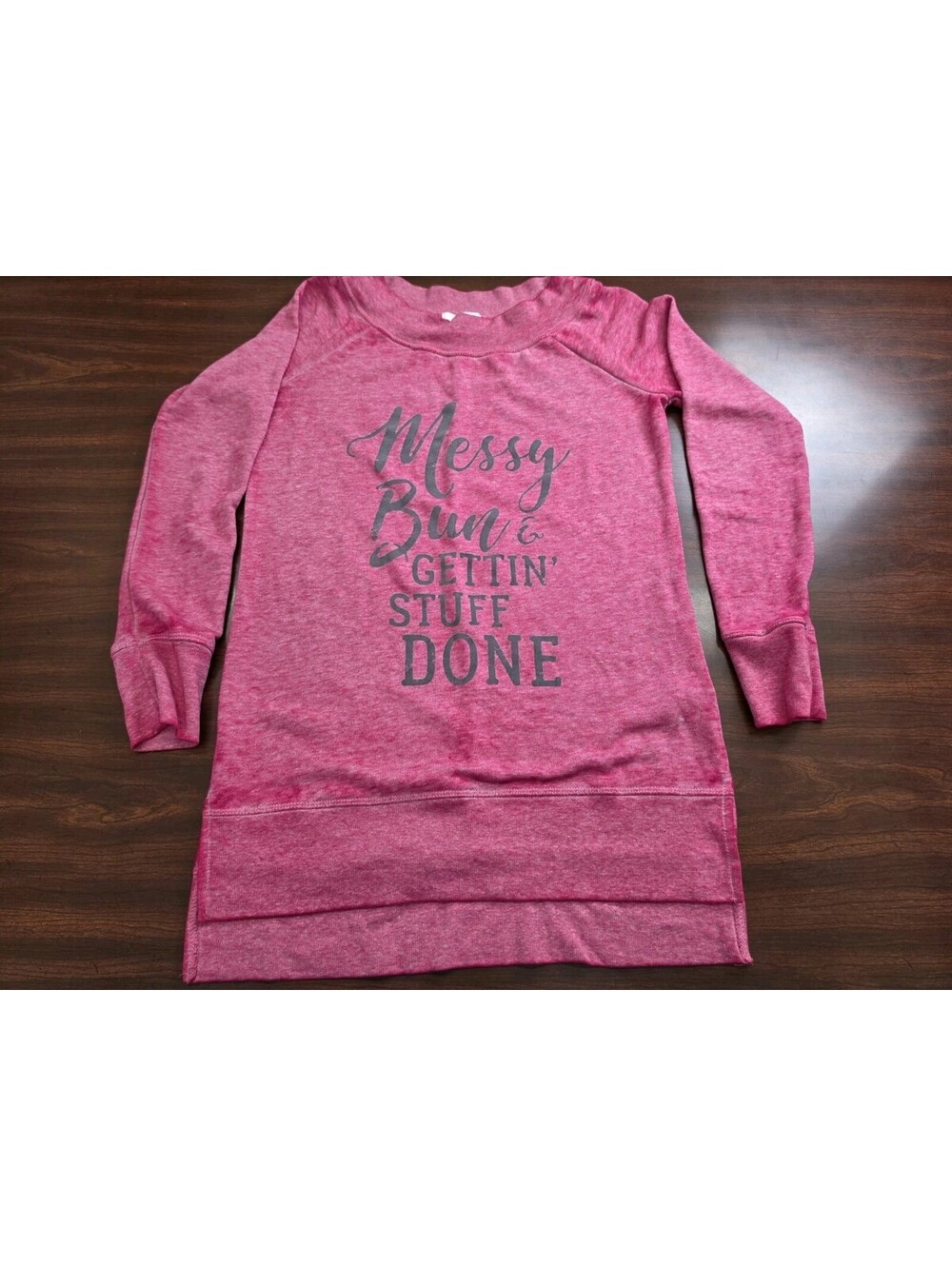 Maurices XS Pink Graphic Sweatshirt Messy Bun & Gettin Stuff Done Pullover Top